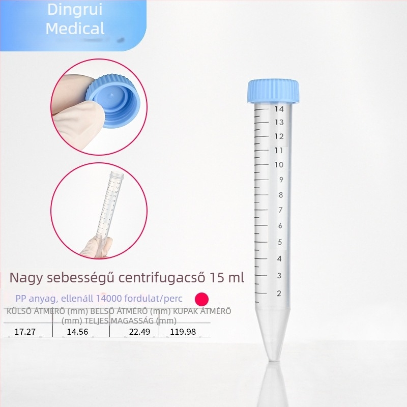 15 ml-es és 50 ml-es centrifugacsövek csavaros kupakkal, graduált, nagy sebességű EP csövek és vetőmag palackok