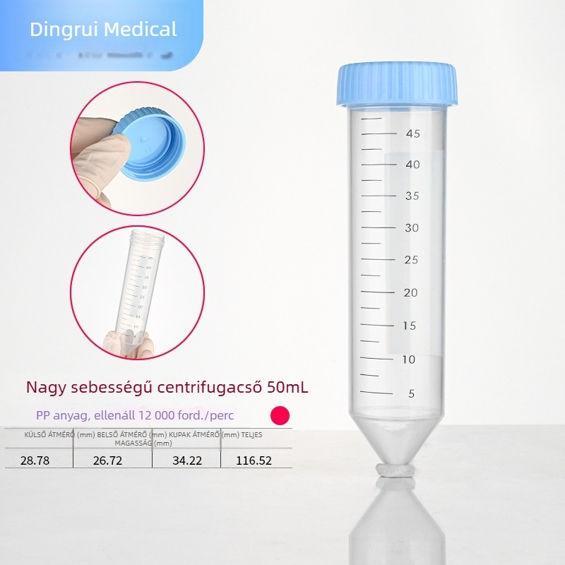 15 ml-es és 50 ml-es centrifugacsövek csavaros kupakkal, graduált, nagy sebességű EP csövek és vetőmag palackok