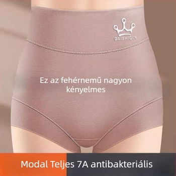 Modal anyagú női alsónemű, plusz méret, magas derék, antibakteriális, lélegző, haskontrollal és fenékemeléssel