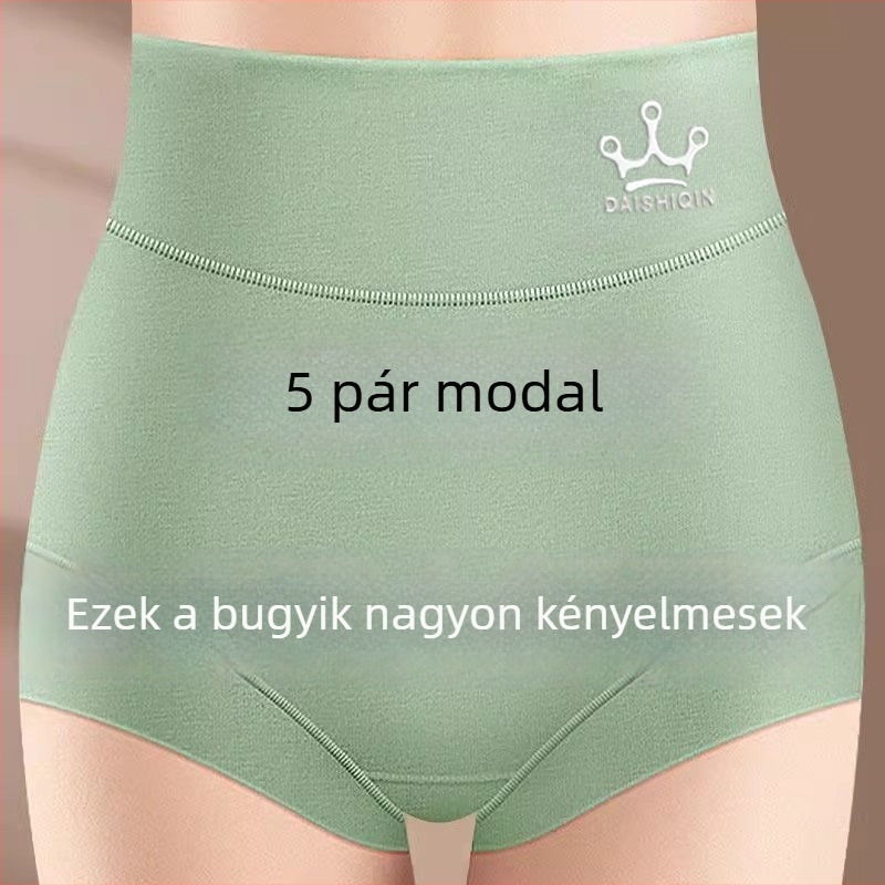 Modal anyagú női alsónemű, plusz méret, magas derék, antibakteriális, lélegző, haskontrollal és fenékemeléssel