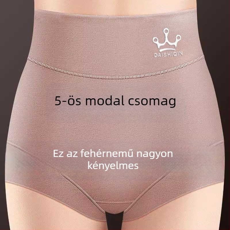 Modal anyagú női alsónemű, plusz méret, magas derék, antibakteriális, lélegző, haskontrollal és fenékemeléssel