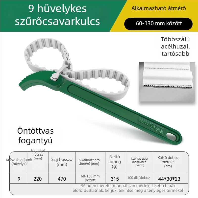 Öv típusú kézi olajszűrőkulcs a szűrő eltávolításához és cseréjéhez