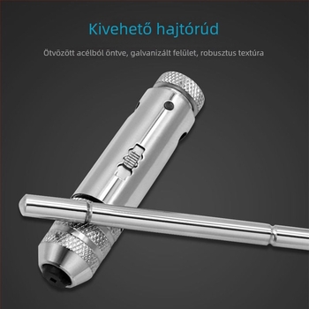 Kézi menetfűrész kulcs előre-hátra, állítható ráccsal, M3–M8