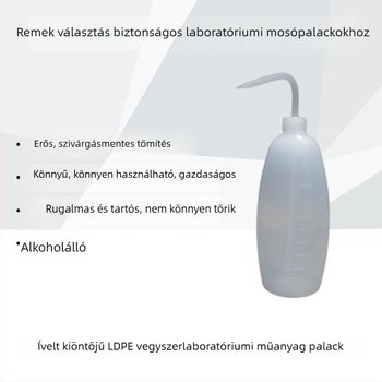 Ívelt szájú LDPE műanyag mosóüveg, 500 ml, labortóriumi biztonságos és gazdaságos mosóüveg öntözésre, tisztításra és alkohollal történő permetezéshez