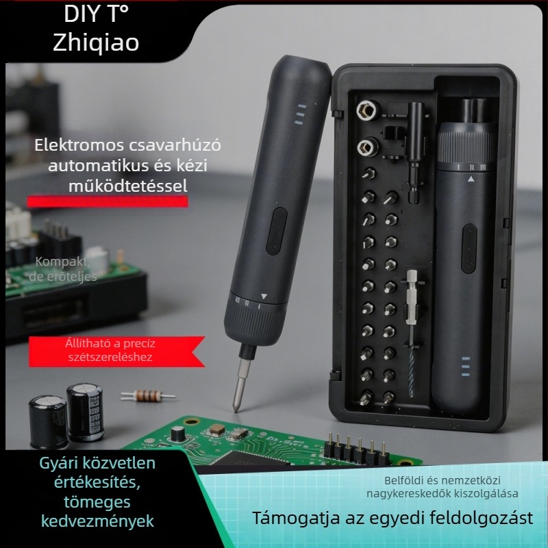 Diy újratölthető elektromos csavarhúzó készlet — kompakt, többfunkciós háztartási fúró-csavarbehajtó, S2 szerszámacéllal