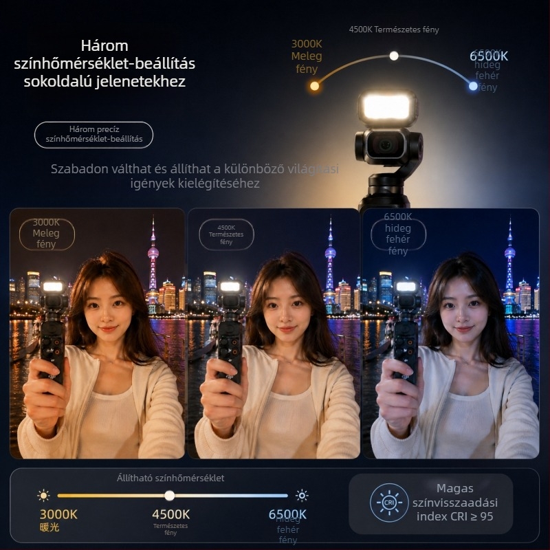 Mágneses gyorskioldó kitöltőfény DJI Pocket 3/4-höz sminkfénnyel