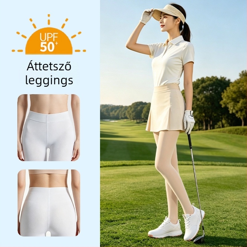 Női golf kültéri napvédő harisnya, vékony nyári modell UPF50+, bőrt simító hatás, varrás nélküli, rugalmas