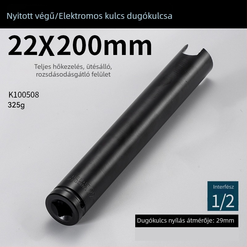 200 mm vastított hosszabbító készlet elektromos és pneumatikus kulcsokhoz, hatszögletes nyílású