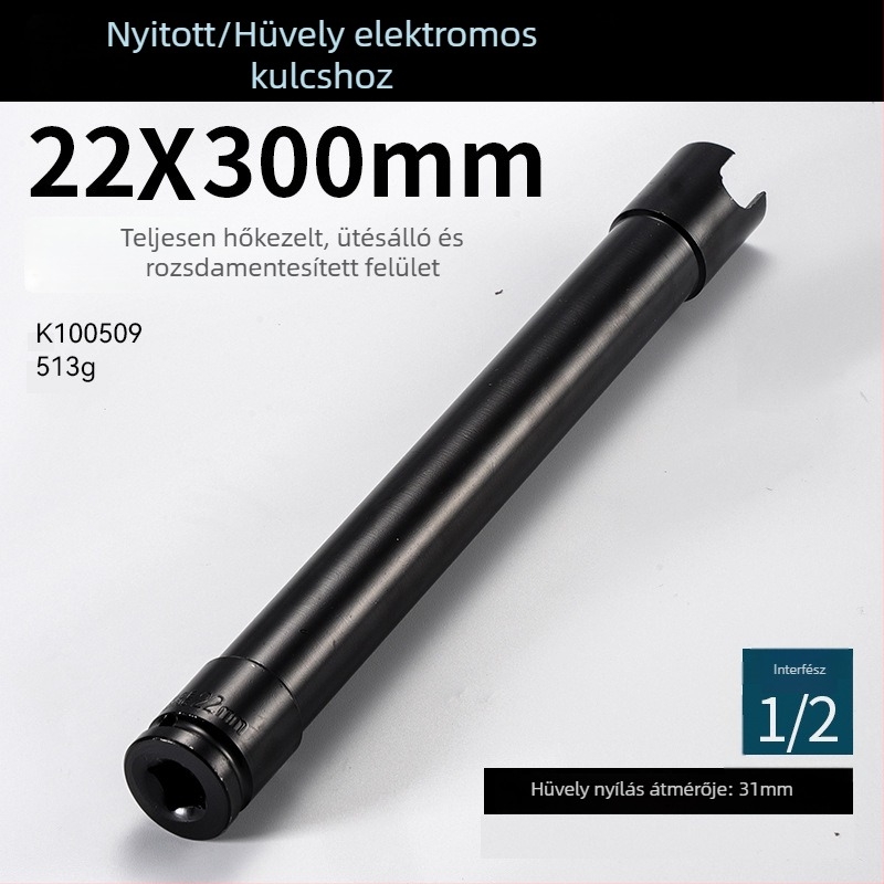 200 mm vastított hosszabbító készlet elektromos és pneumatikus kulcsokhoz, hatszögletes nyílású