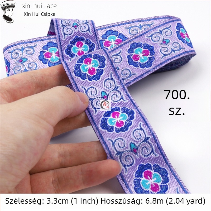 3,3 cm széles csipke szegély Hanfu ruhához, antik stílusú szalag ruházathoz