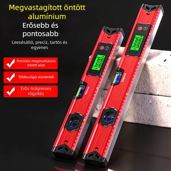 Kompakt mágneses digitális vízmérték nagy kijelzővel, kiváló minőségű, ütésálló, vastított alumíniumötvözetből
