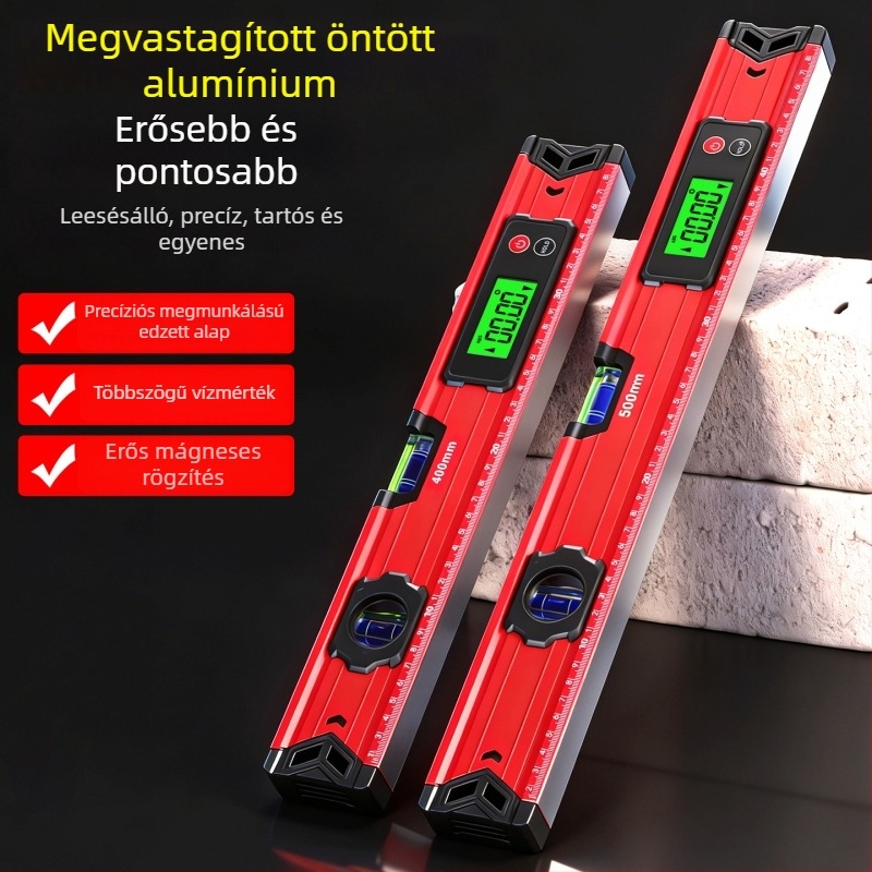 Kompakt mágneses digitális vízmérték nagy kijelzővel, kiváló minőségű, ütésálló, vastított alumíniumötvözetből