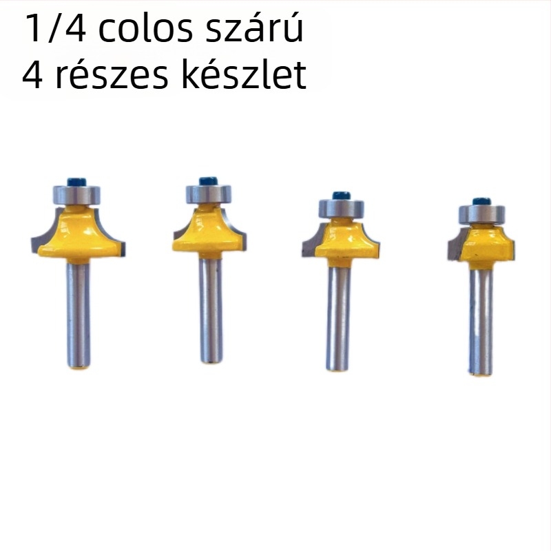1/4 hüvelykes szárú körsarok-maró készlet faipari marófejekkel: ívmaró, élzáró maró, R-sarok maró