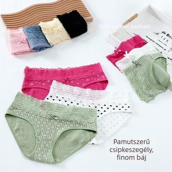 Nylon csipkés női alsó szív mintával, középmagas derék, légáteresztő és varrat nélküli