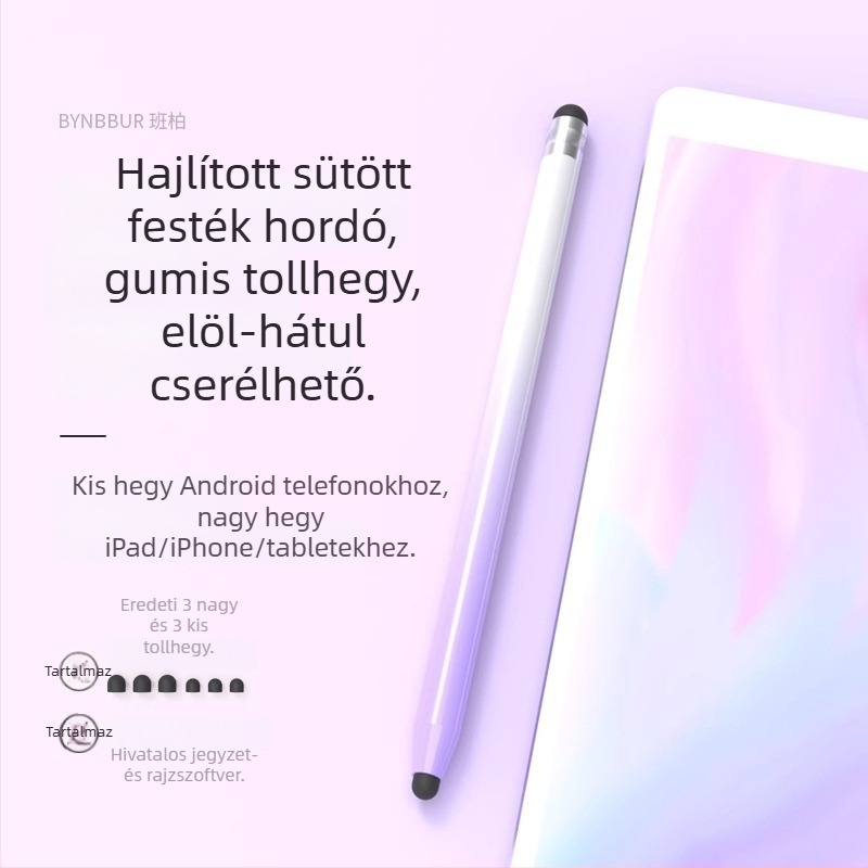 Szilikon fejjel ellátott univerzális kapacitív stylus telefonokra és tabletekre — rajzolás, szerkesztés, írás