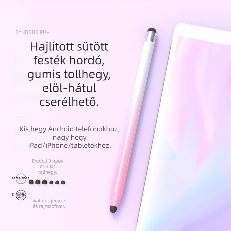 Szilikon fejjel ellátott univerzális kapacitív stylus telefonokra és tabletekre — rajzolás, szerkesztés, írás
