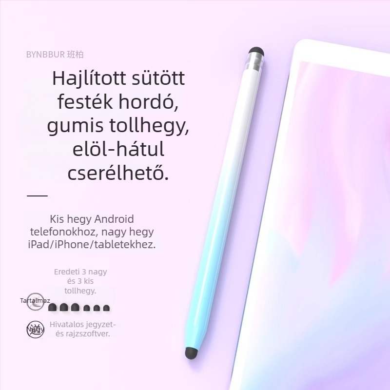 Szilikon fejjel ellátott univerzális kapacitív stylus telefonokra és tabletekre — rajzolás, szerkesztés, írás