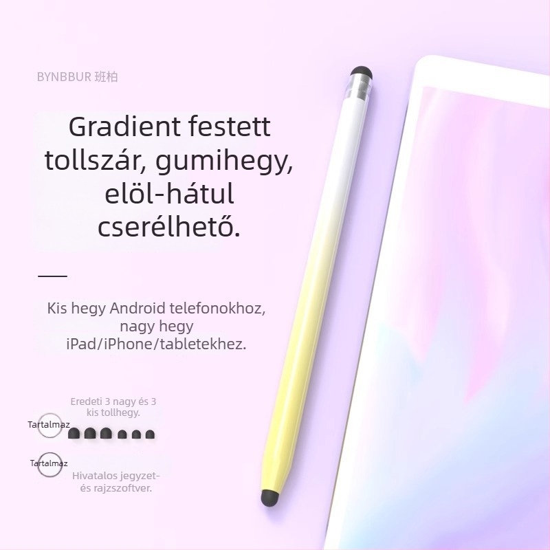 Szilikon fejjel ellátott univerzális kapacitív stylus telefonokra és tabletekre — rajzolás, szerkesztés, írás
