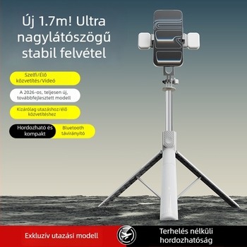 1,7 m Bluetooth távvezérlővel ellátott Selfie Stick és tripod mobiltelefonhoz, hordozható