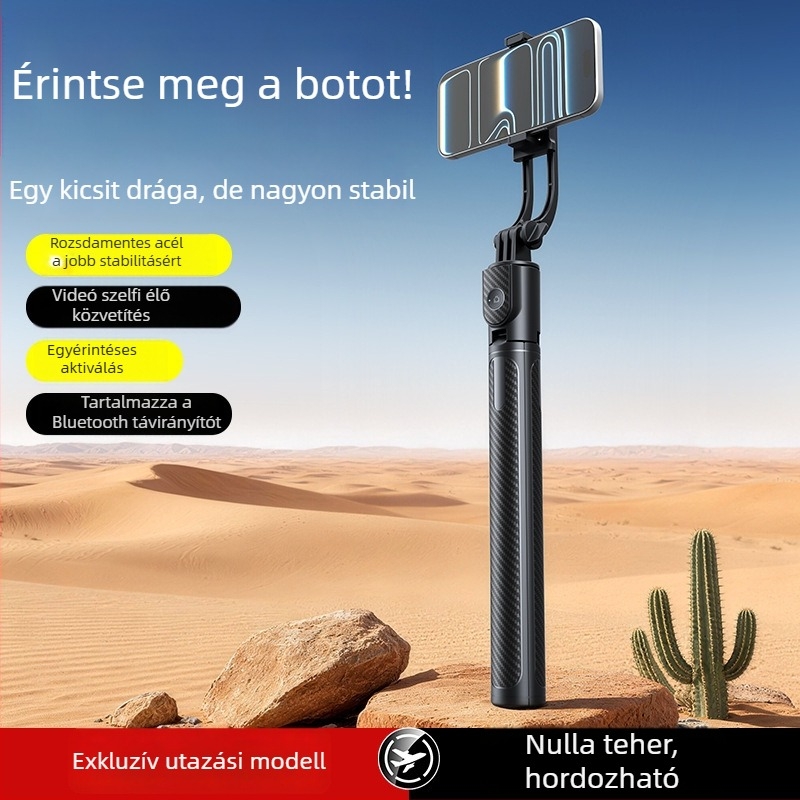 1,7 m Bluetooth távvezérlővel ellátott Selfie Stick és tripod mobiltelefonhoz, hordozható