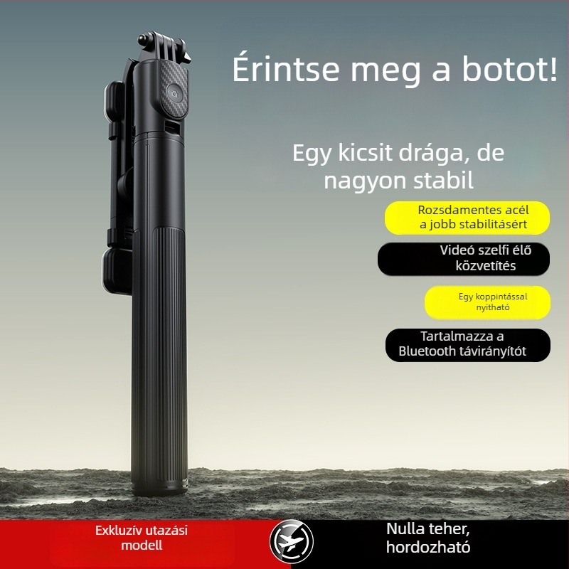 1,7 m Bluetooth távvezérlővel ellátott Selfie Stick és tripod mobiltelefonhoz, hordozható