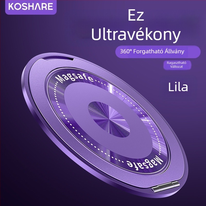 Új ultra vékony mobiltelefon-gyűrű tartó 360°-os forgatható mágneses, összecsukható, többfunkciós