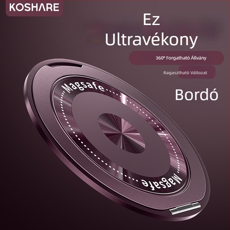 Új ultra vékony mobiltelefon-gyűrű tartó 360°-os forgatható mágneses, összecsukható, többfunkciós