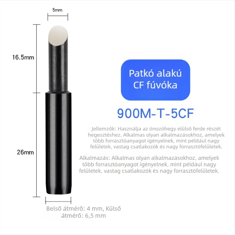 936 Forrasztóhegy, patkó alakú, CF sorozat, 42 mm hosszú, 60 W, 200–480°C, ólommentes réz elektroplakttal