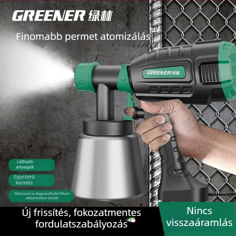 Green Forest elektromos festékszóró — mindent egyben rendszer valós kő- és latexfestéshez, kompakt autóhoz
