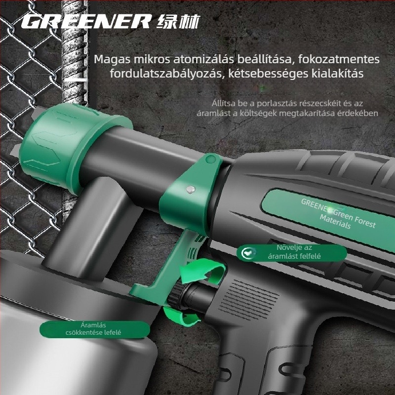 Green Forest elektromos festékszóró — mindent egyben rendszer valós kő- és latexfestéshez, kompakt autóhoz