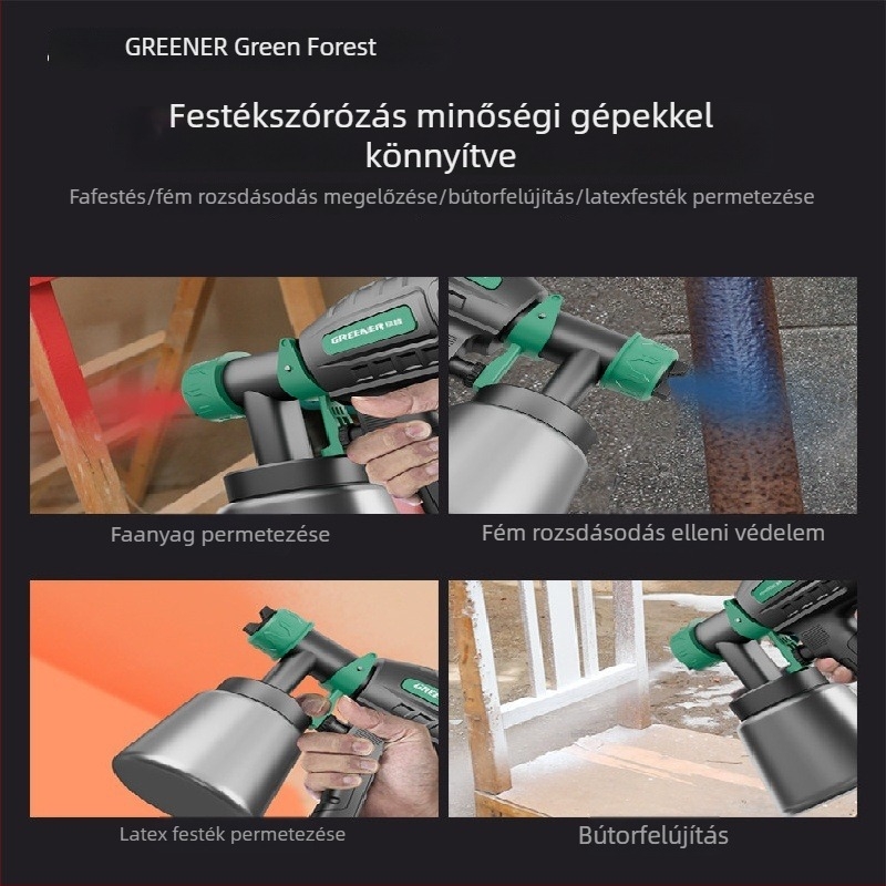Green Forest elektromos festékszóró — mindent egyben rendszer valós kő- és latexfestéshez, kompakt autóhoz