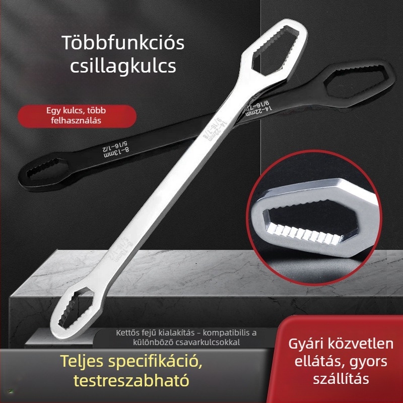Kétfejű önzáró Plum Blossom kulcs, háztartási állítható kulcs