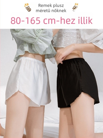 Fehér női biztonsági rövidnadrág, vékony jégselyem anyagból, átlátszatlan, nem tekeredik a szélén, alkalmas kültéri és otthoni viselethez.