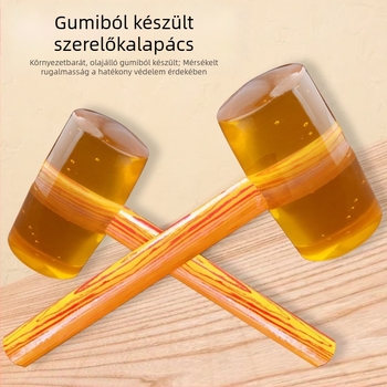 Fa nyélű átlátszó gumikalapács csempéhez és márványpadlóhoz – szerelésre