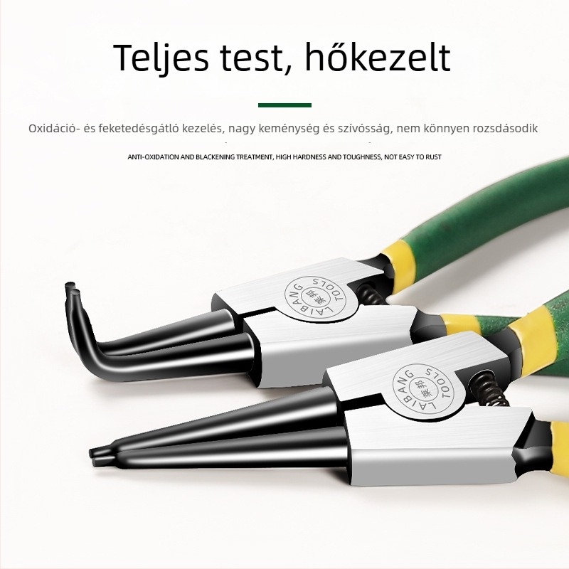 7 hüvelykes circlip fogó, rögzítőgyűrű fogó, többfunkciós fogó egyenes és görbült állásokkal