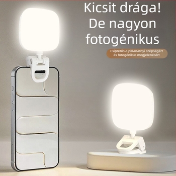 Zsebméretű töltőfény tükrövel élő közvetítésekhez, külső szelfikhez és videófelvételekhez; állítható színhőmérséklet
