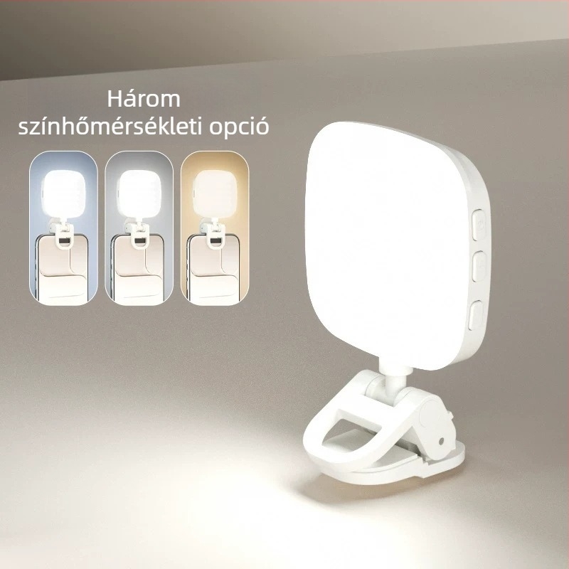 Zsebméretű töltőfény tükrövel élő közvetítésekhez, külső szelfikhez és videófelvételekhez; állítható színhőmérséklet