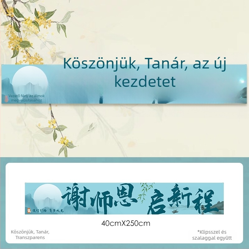Személyre szabott tanár tiszteletére rendezett bankett banner, ballagási, felvételi vizsgákhoz, szállodai hangulatú helyszíni dekoráció