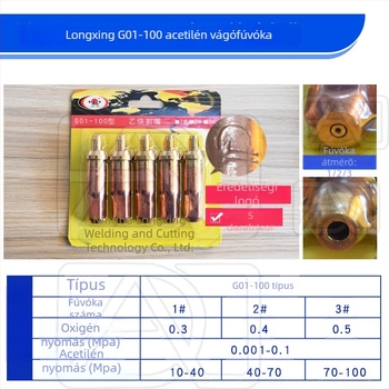 Longxing G01-30 / G03-100 / G03-300 acetilén/propan vágófej, Plum Blossom fej