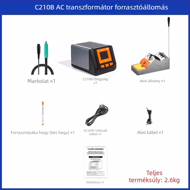 AM-C210E Könnyű javító forrasztóállomás gyors felmelegedéssel, AC-transzformátor, antistatikus forrasztópáka