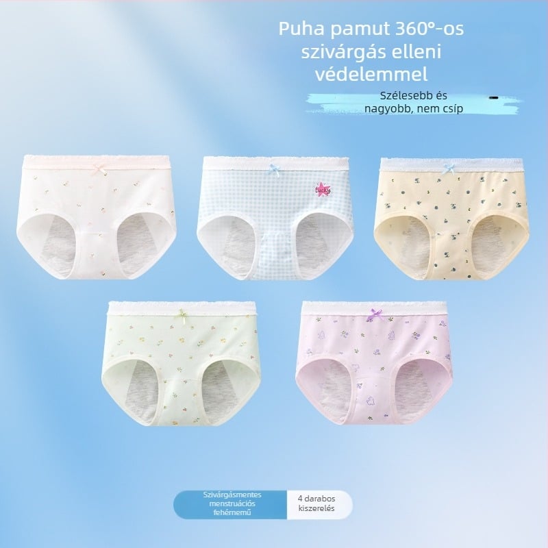 Lányok számára menstruációs fehérnemű, oldalirányú szivárgás elleni védelem, antibakteriális, háromszög alakú, 10A