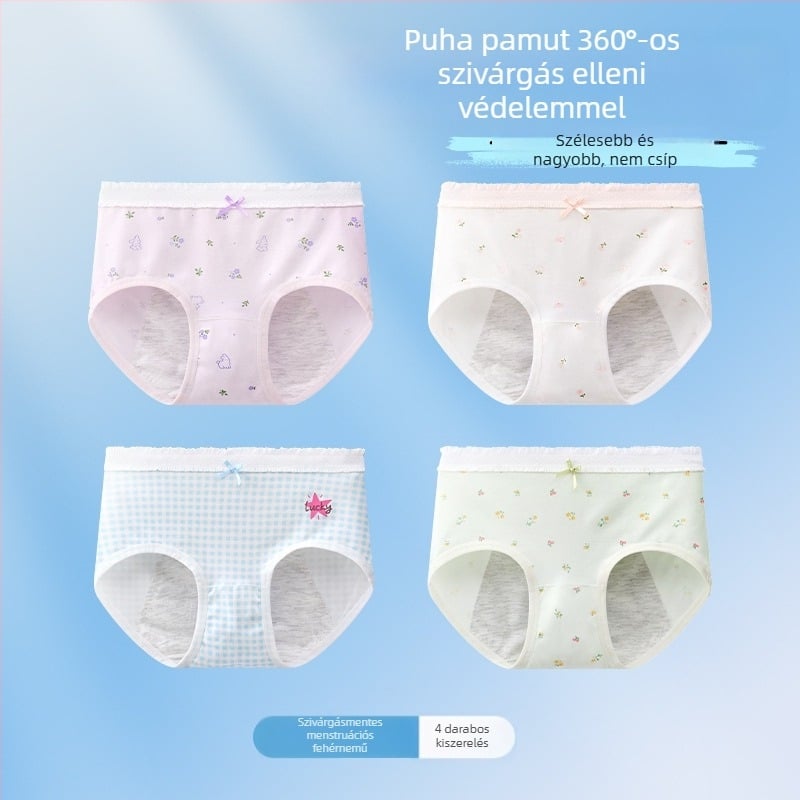 Lányok számára menstruációs fehérnemű, oldalirányú szivárgás elleni védelem, antibakteriális, háromszög alakú, 10A