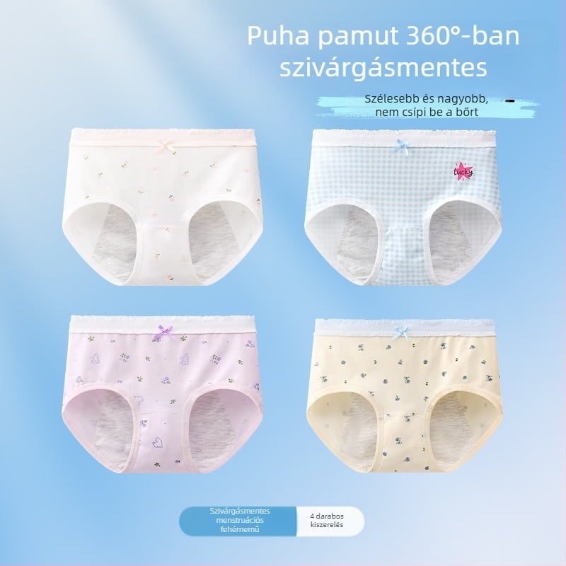 Lányok számára menstruációs fehérnemű, oldalirányú szivárgás elleni védelem, antibakteriális, háromszög alakú, 10A