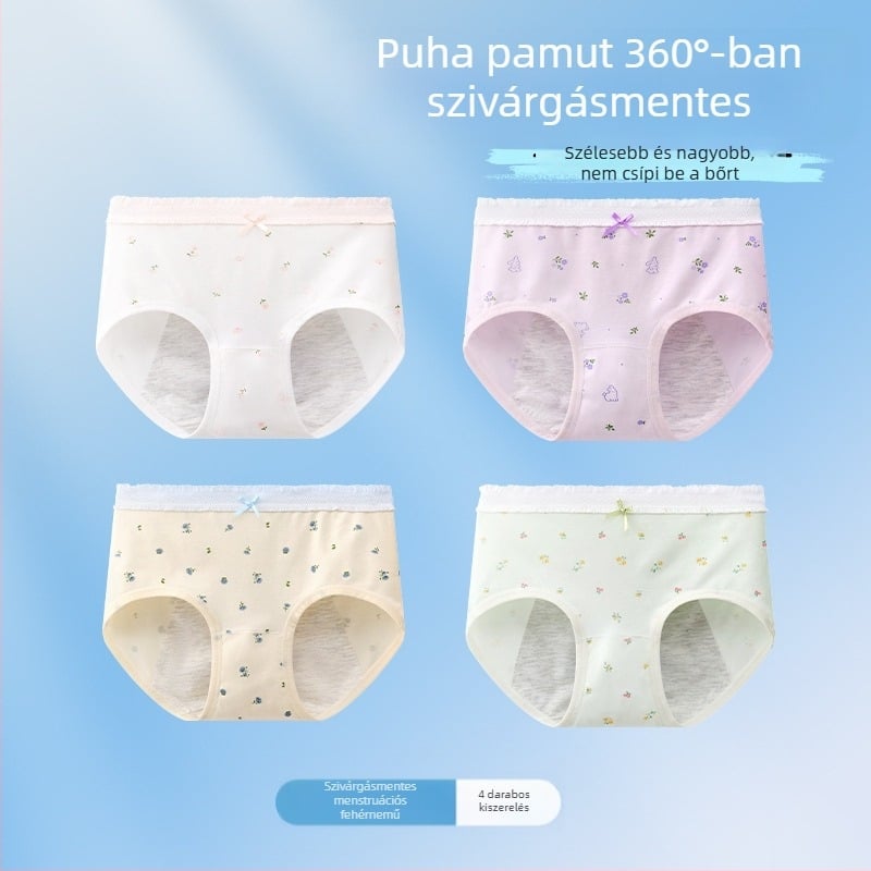Lányok számára menstruációs fehérnemű, oldalirányú szivárgás elleni védelem, antibakteriális, háromszög alakú, 10A