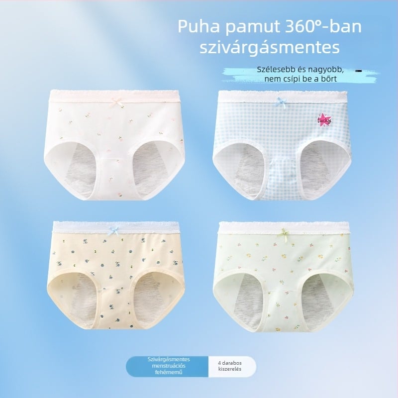 Lányok számára menstruációs fehérnemű, oldalirányú szivárgás elleni védelem, antibakteriális, háromszög alakú, 10A