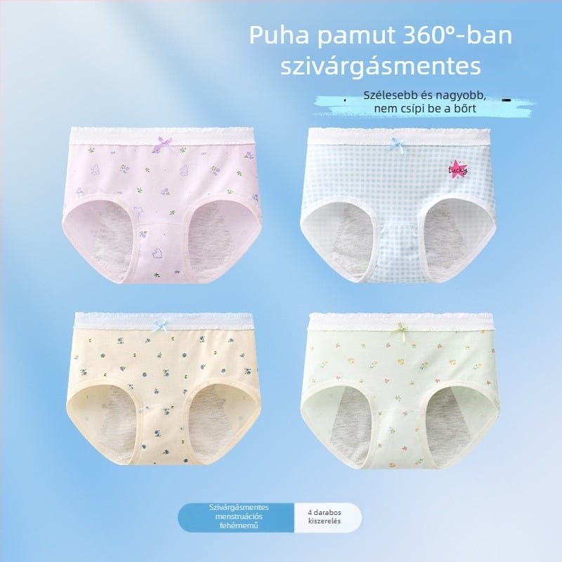 Lányok számára menstruációs fehérnemű, oldalirányú szivárgás elleni védelem, antibakteriális, háromszög alakú, 10A