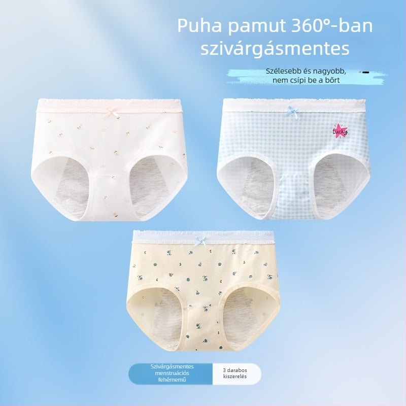 Lányok számára menstruációs fehérnemű, oldalirányú szivárgás elleni védelem, antibakteriális, háromszög alakú, 10A
