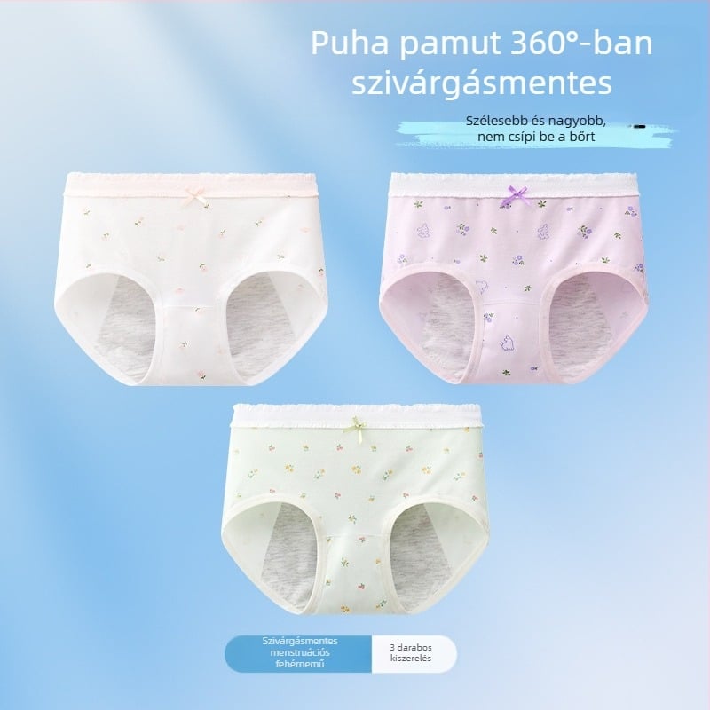 Lányok számára menstruációs fehérnemű, oldalirányú szivárgás elleni védelem, antibakteriális, háromszög alakú, 10A