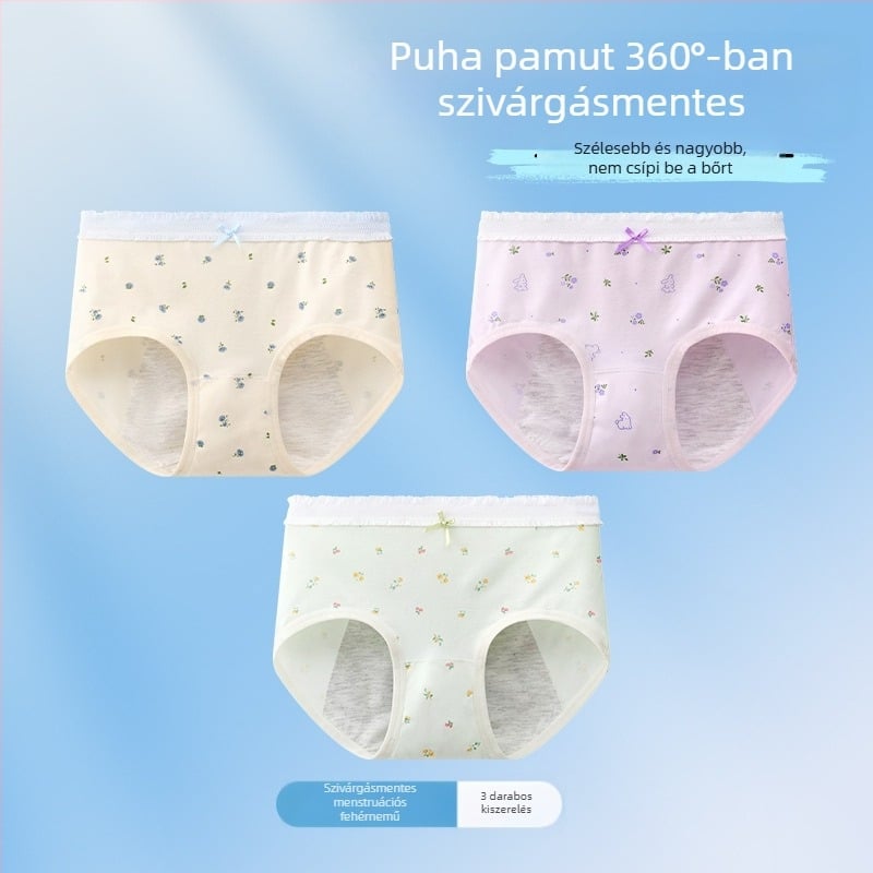 Lányok számára menstruációs fehérnemű, oldalirányú szivárgás elleni védelem, antibakteriális, háromszög alakú, 10A