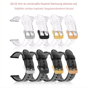 Átlátszó 20/22 mm-es óra szíj Samsung Galaxy Watch4 és Huawei okosórákhoz